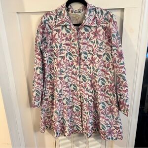 Livro Floral Button-Up collared Shirt dress